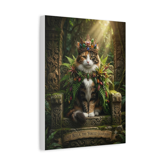 Forest Guardian Cat Canvas Print — "Lady Bella, The Forest Guardian" Matte Stretched Wall Art