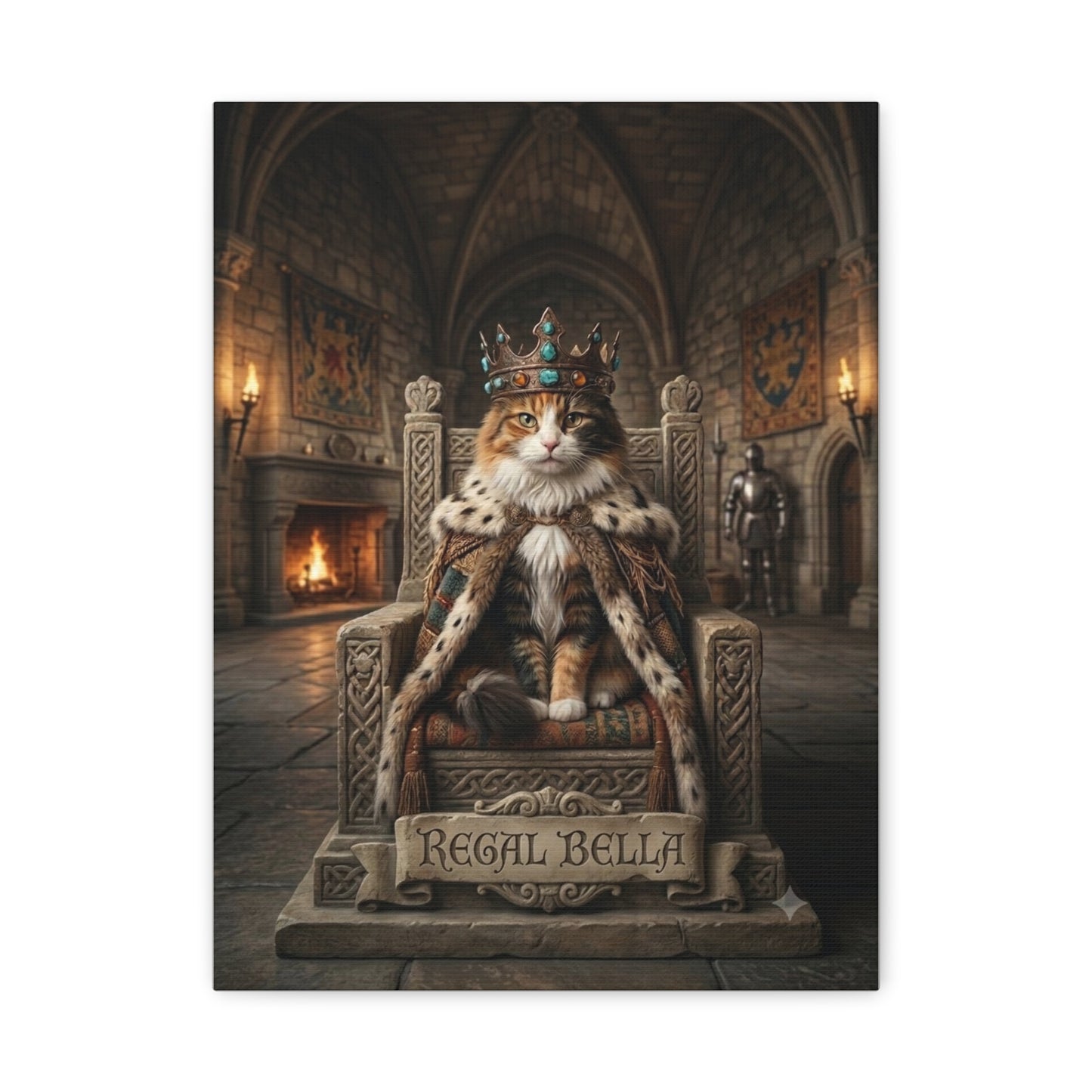 Regal Bella Cat Canvas – King Cat Portrait Matte Stretched Wall Art