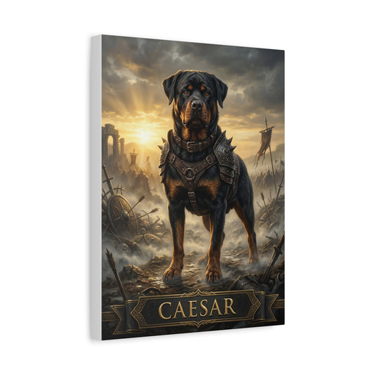 Custom Pet Portrait Canvas | Warrior Dog Wall Art | Personalized Gift for Dog Lovers