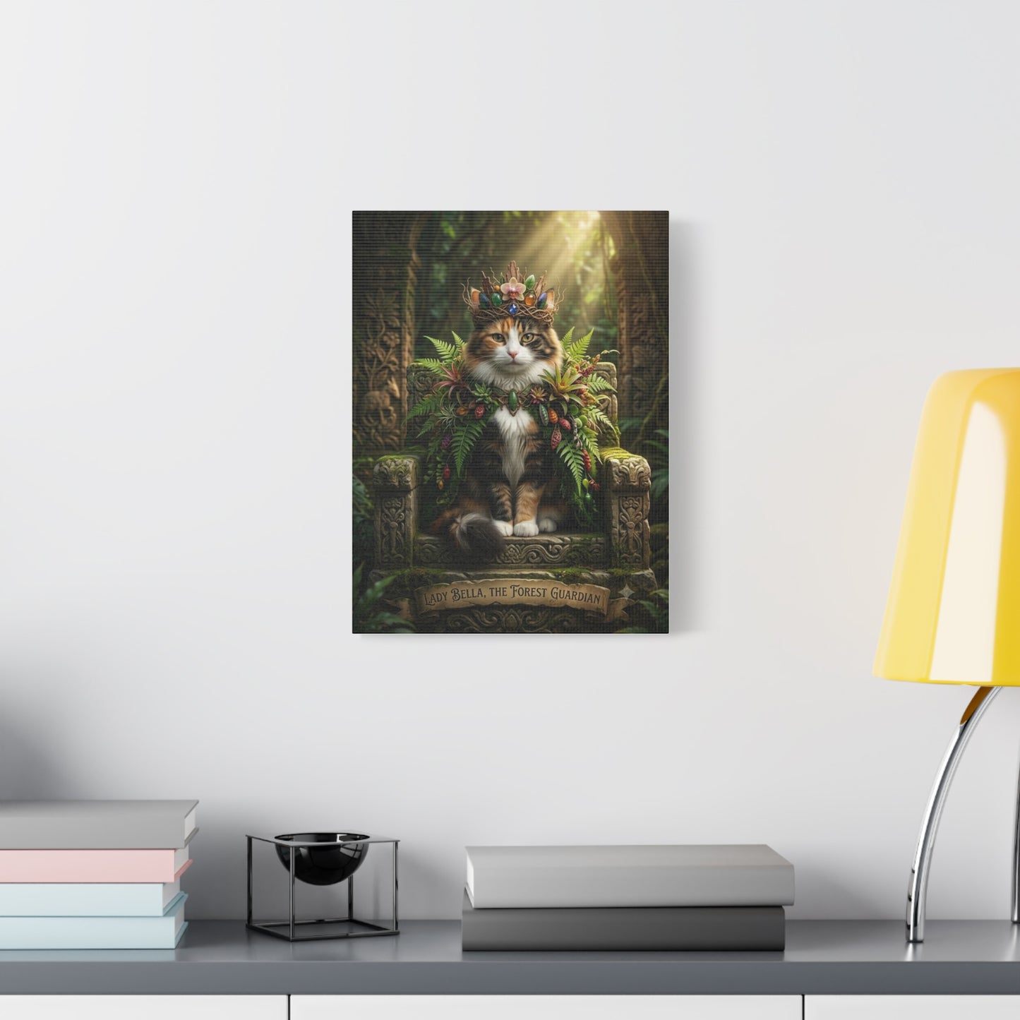 Forest Guardian Cat Canvas Print — "Lady Bella, The Forest Guardian" Matte Stretched Wall Art