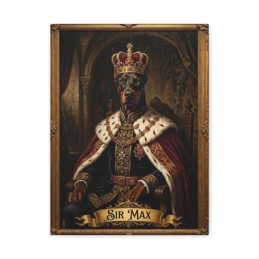 Custom Royal Pet Portrait Canvas | Personalized Dog King Wall Art | Gift for Dog Lovers