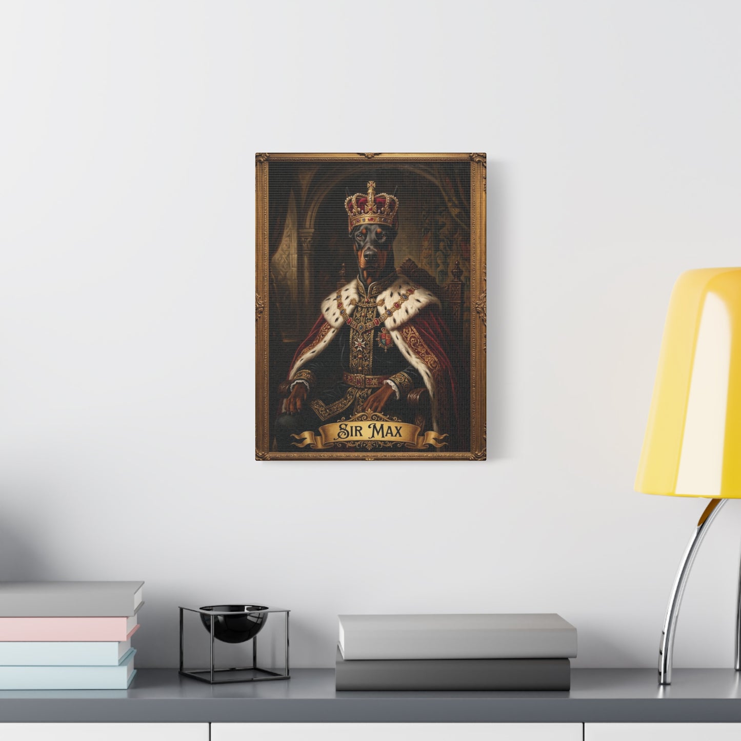 Custom Royal Pet Portrait Canvas | Personalized Dog King Wall Art | Gift for Dog Lovers