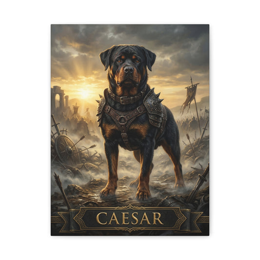 Custom Pet Portrait Canvas | Warrior Dog Wall Art | Personalized Gift for Dog Lovers