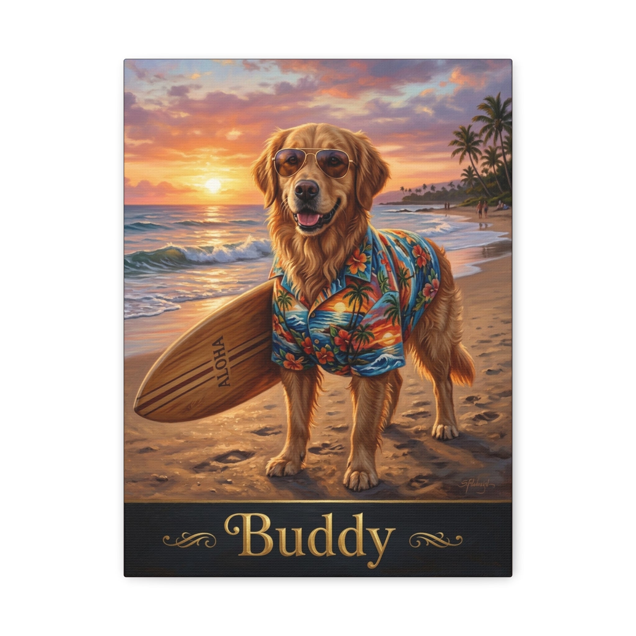 The Surfer | Custom Dog Portrait Canvas