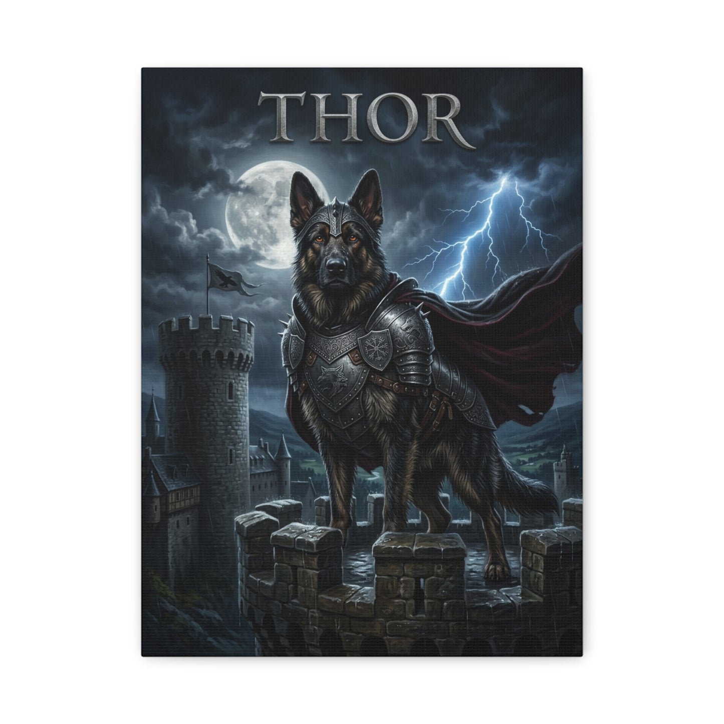 Custom Pet Portrait Canvas | Knight Dog Wall Art | Personalized Gift for Dog Lovers