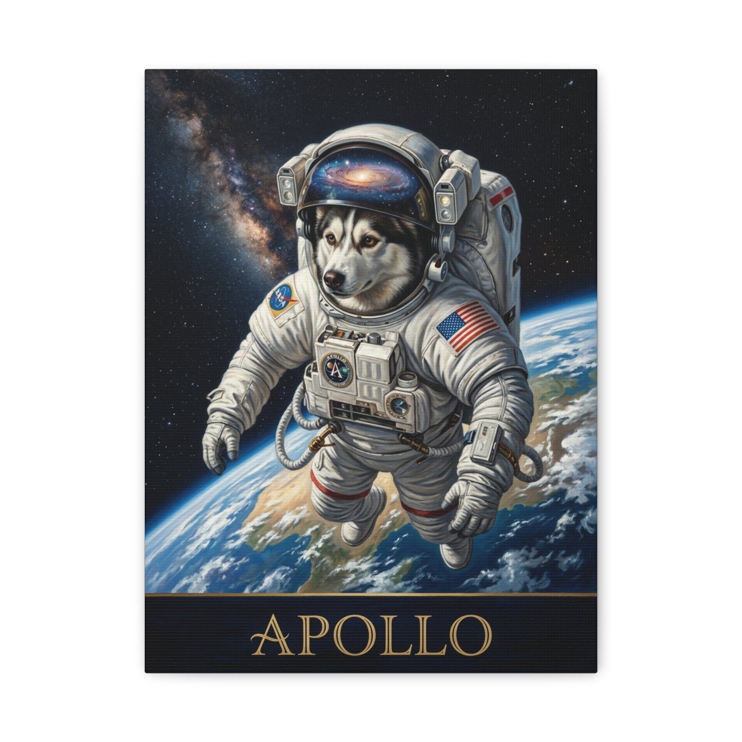 Custom Pet Portrait Canvas | Astronaut Dog Wall Art | Personalized Gift for Dog Lovers