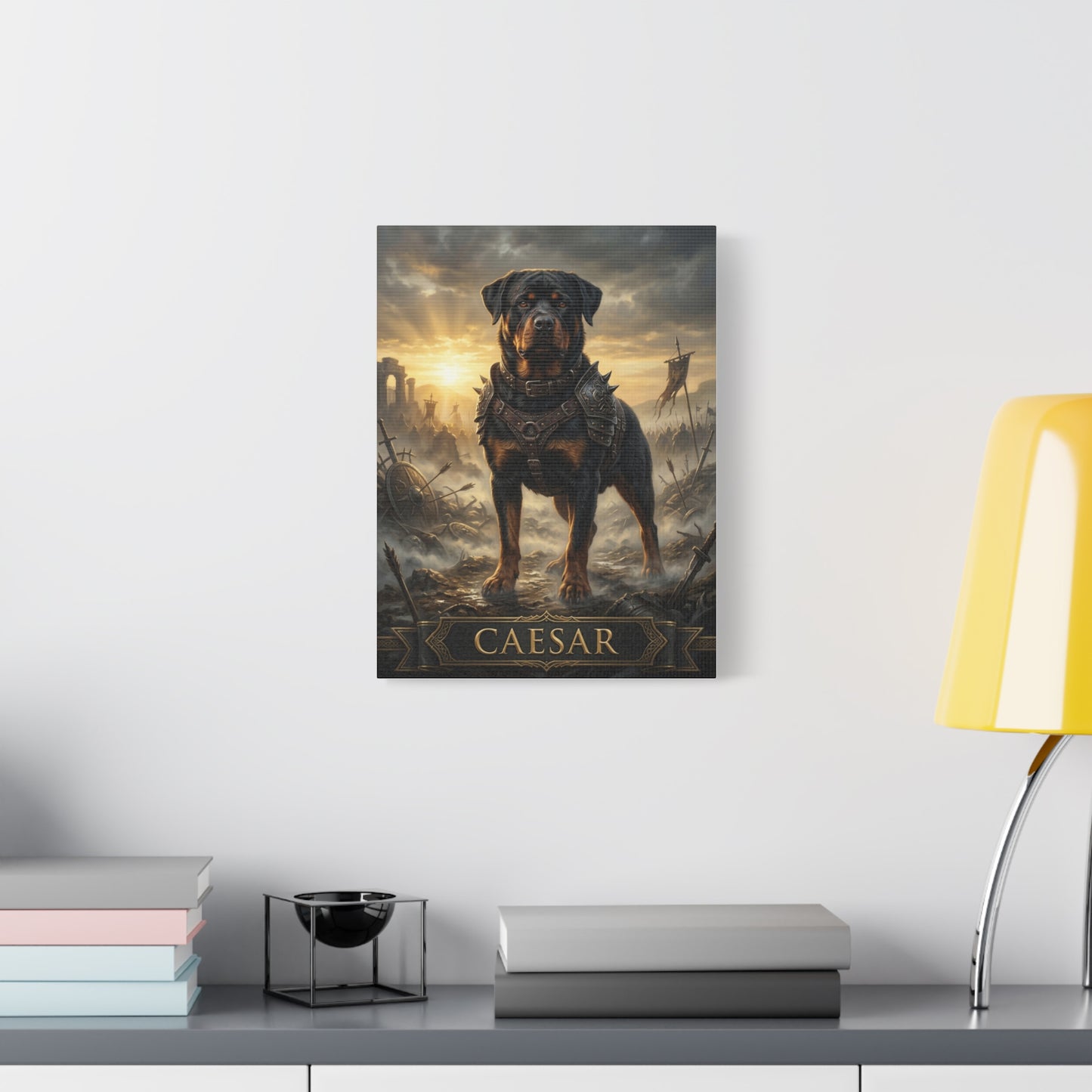 Custom Pet Portrait Canvas | Warrior Dog Wall Art | Personalized Gift for Dog Lovers