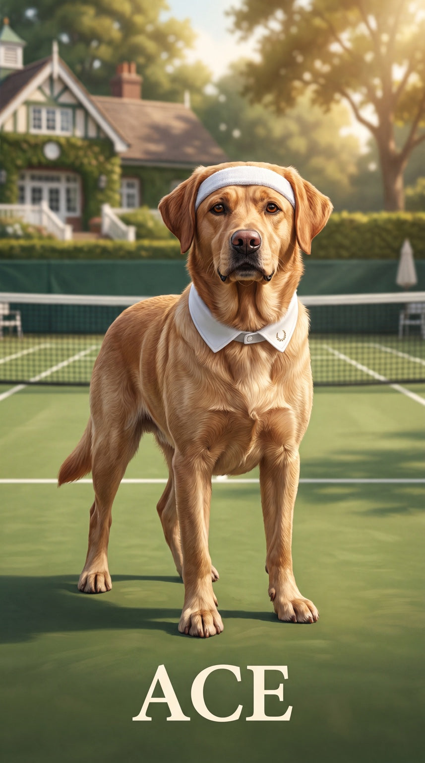 Ace tennis dog custom canvas portrait
