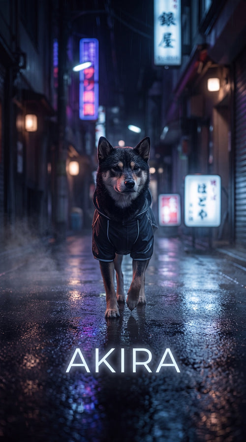 Akira night dog custom canvas portrait