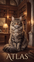 Atlas library cat custom canvas portrait