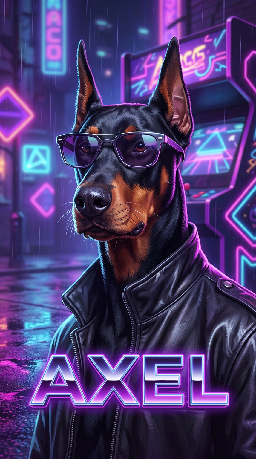 Axel city dog custom canvas portrait