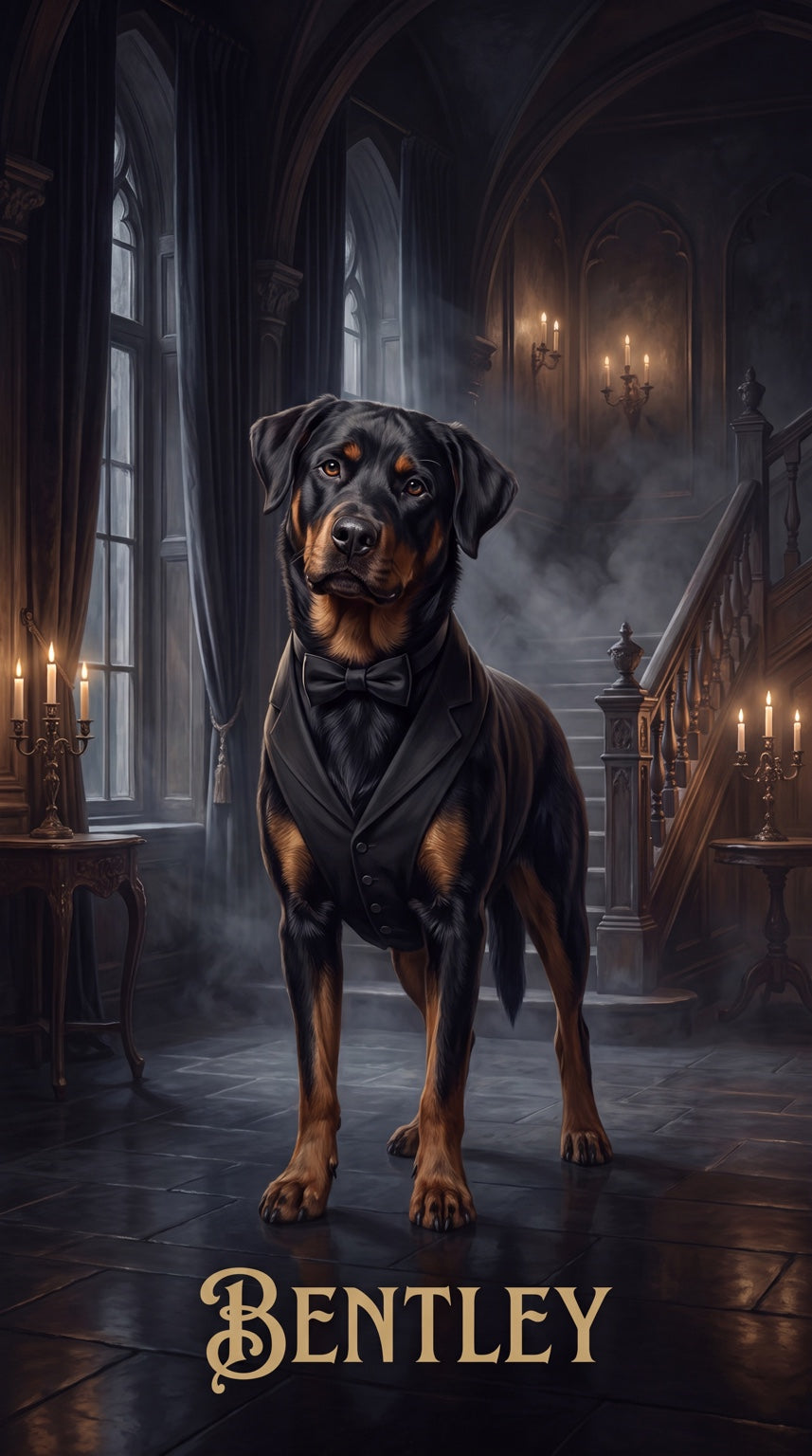 Bentley manor dog custom canvas portrait