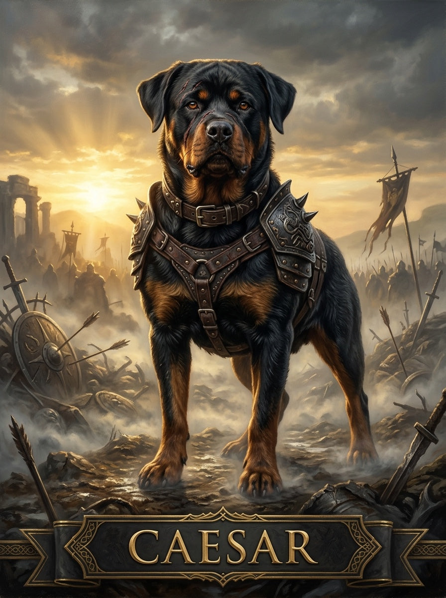 Caesar guardian dog custom canvas portrait