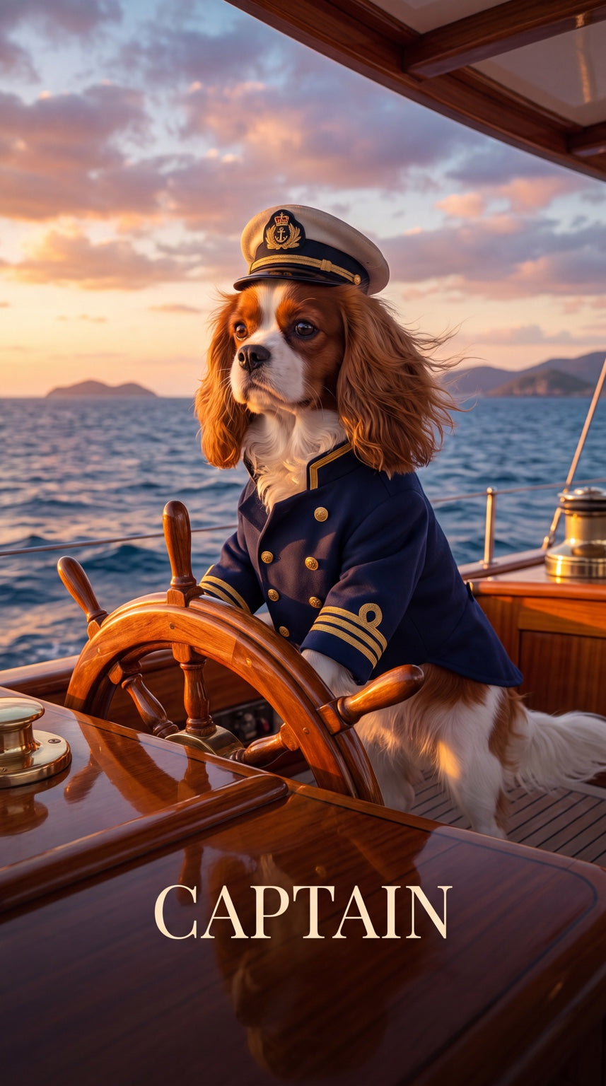Captain yacht dog custom canvas portrait