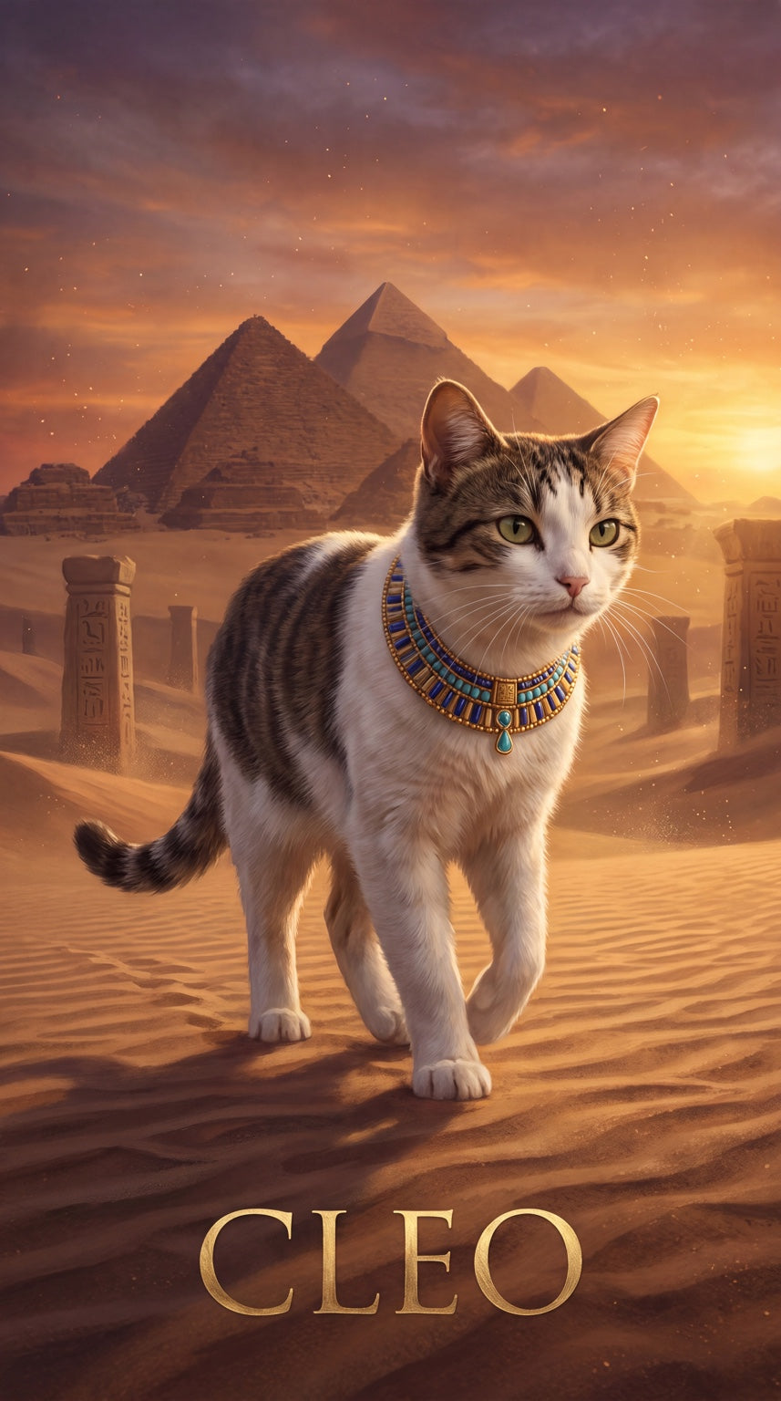 Cleo desert cat custom canvas portrait