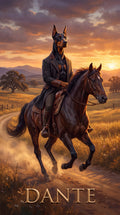 Dante rider dog custom canvas portrait