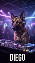 Diego DJ dog custom canvas portrait