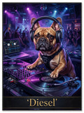 DJ bulldog custom canvas portrait