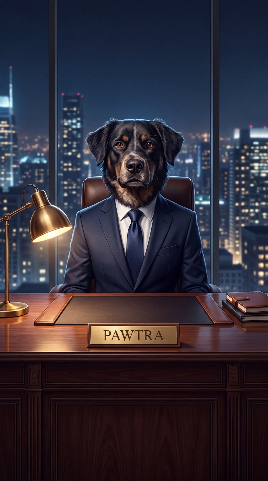 Executive dog custom canvas portrait