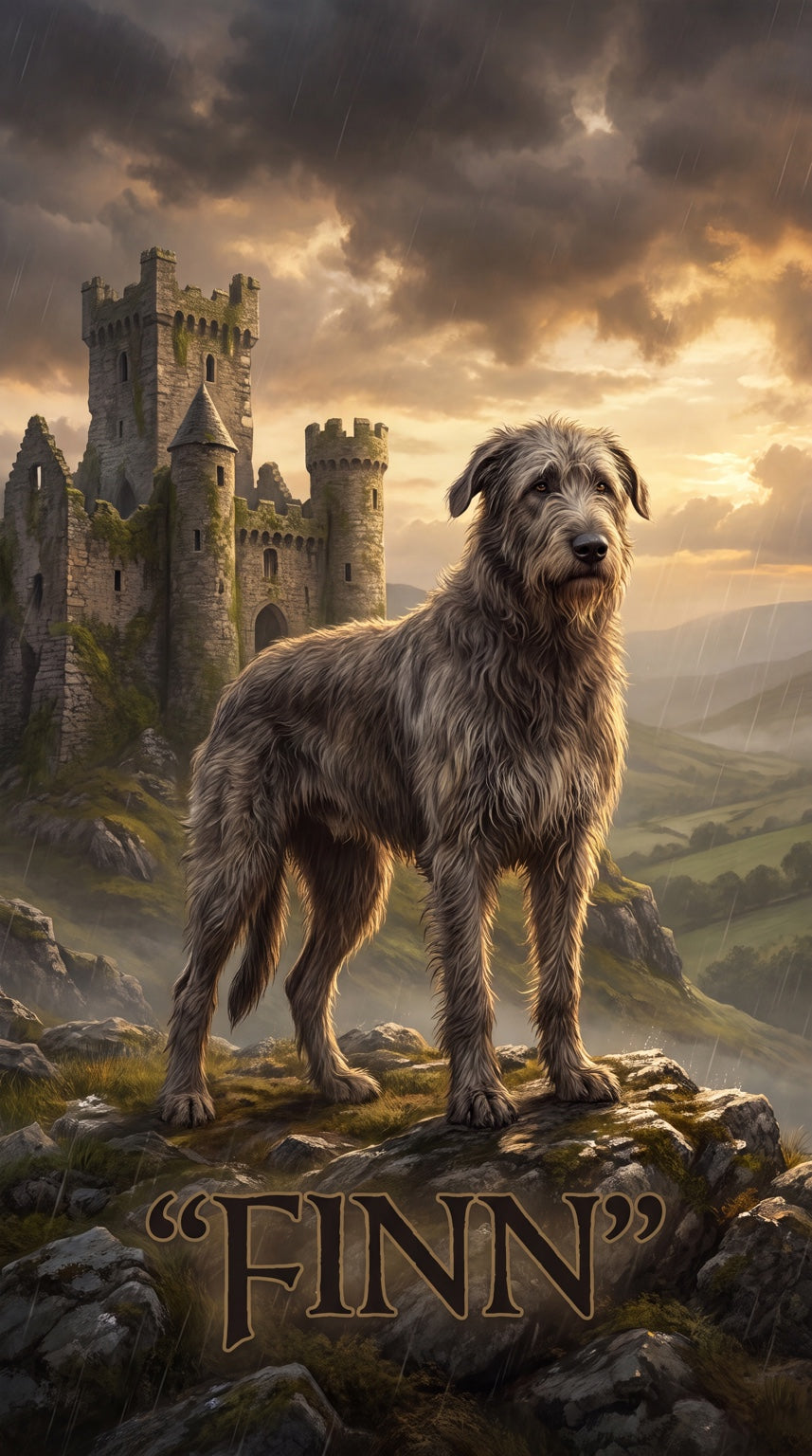 Finn castle dog custom canvas portrait