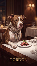 Gordon dining dog custom canvas portrait
