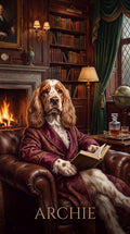 Archie library dog custom canvas portrait