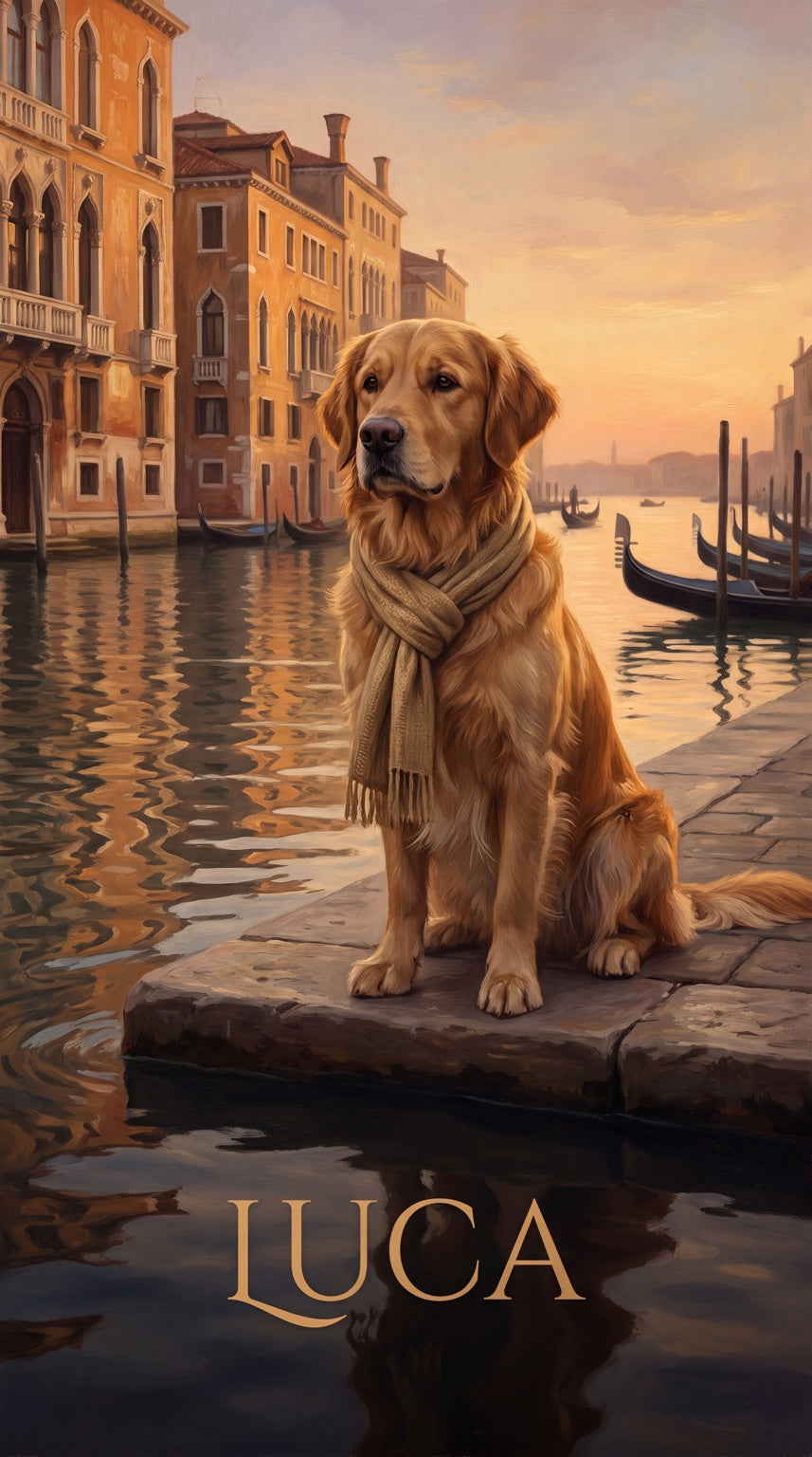 Luca Venice dog custom canvas portrait