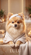 Luxury spa dog custom canvas portrait