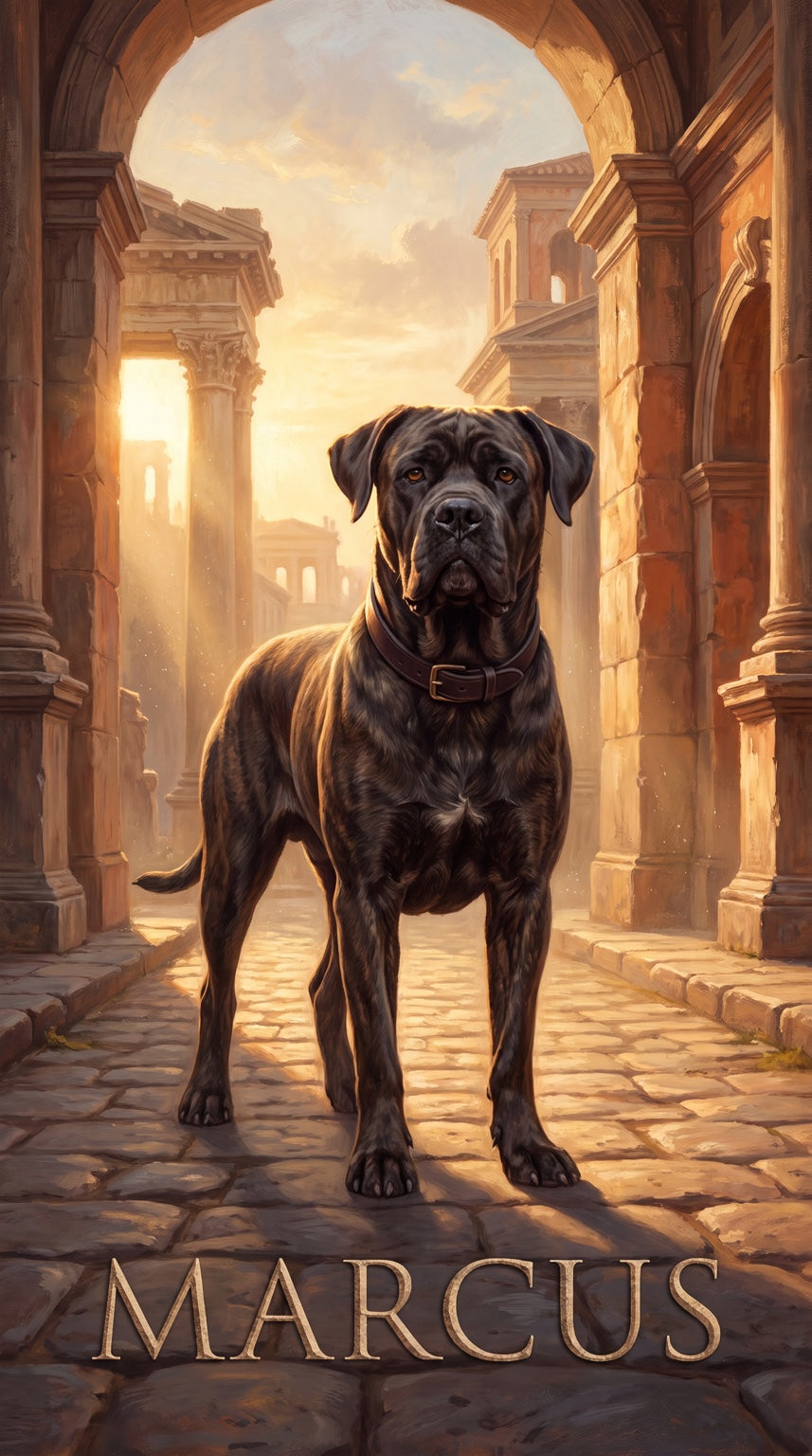 Marcus Roman dog custom canvas portrait