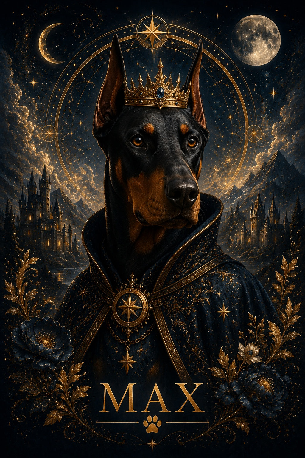 Max dog custom canvas portrait