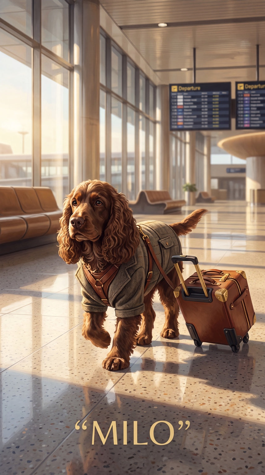 Milo travel dog custom canvas portrait