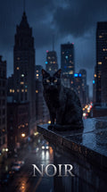 Noir rooftop cat custom canvas portrait