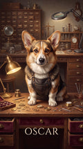 Oscar watchmaker dog custom canvas portrait