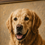 Close detail of a finished Pawtra dog artwork