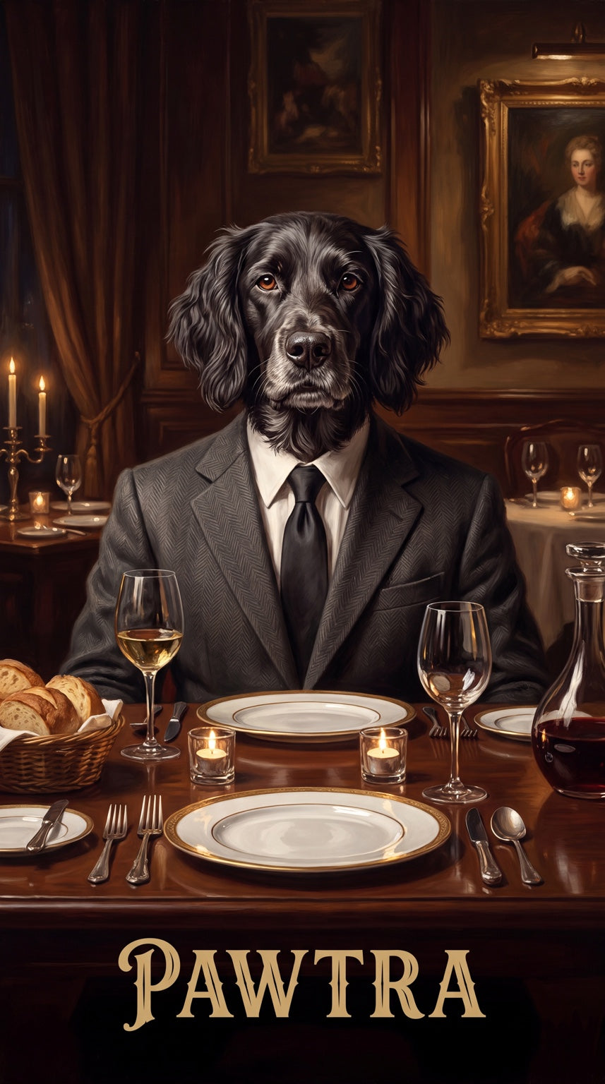 Pawtra dinner dog custom canvas portrait