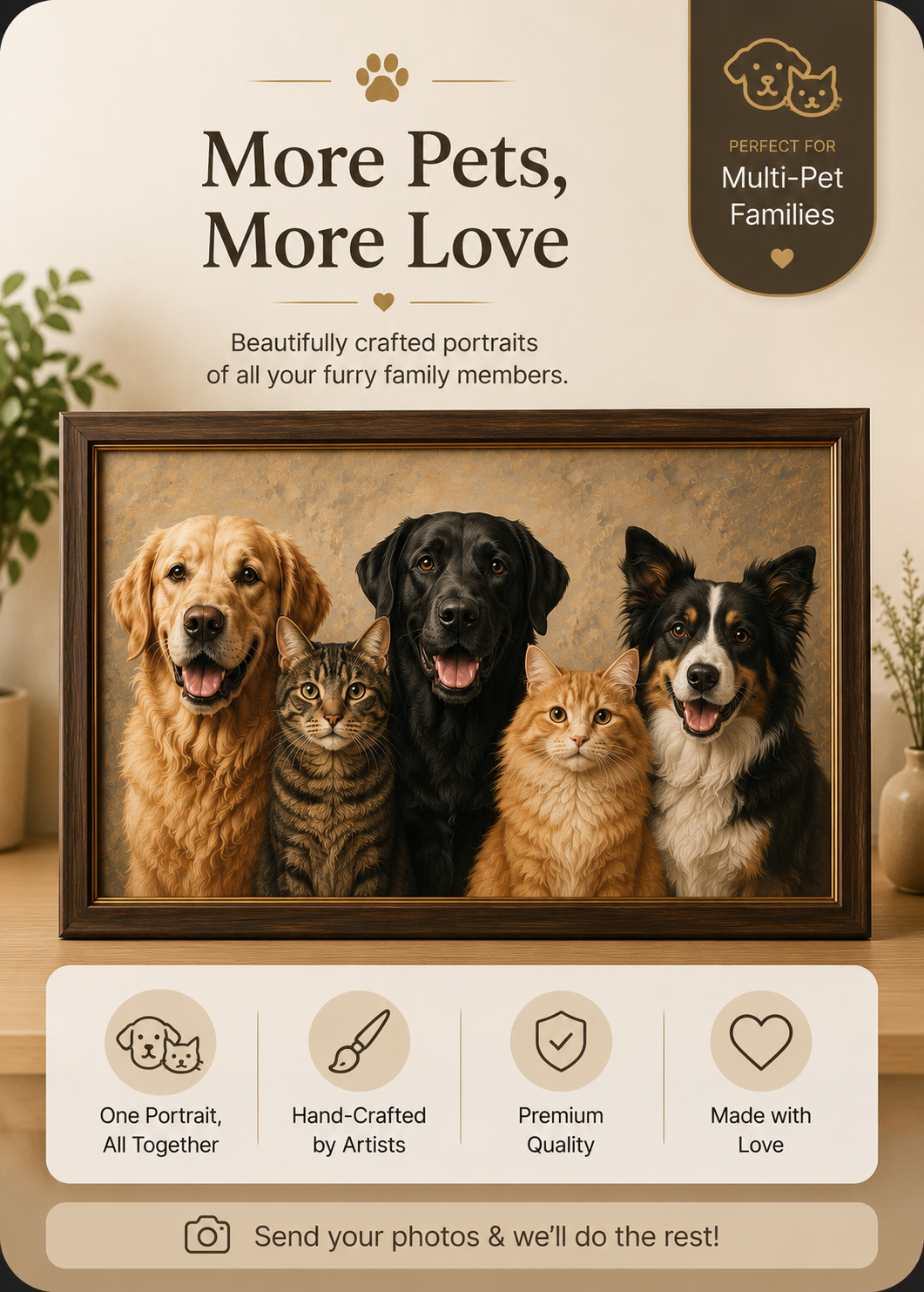 Multiple pets combined into one meaningful Pawtra piece