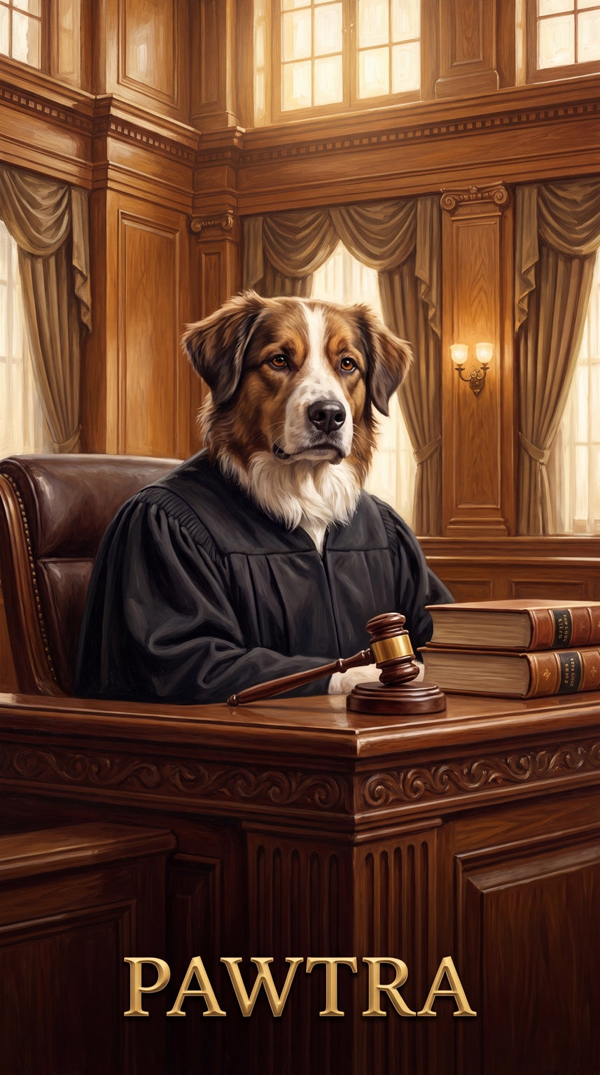 Pawtra judge dog custom canvas portrait