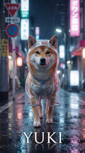 Rainy Tokyo Shiba dog custom canvas portrait