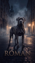 Roman street dog custom canvas portrait