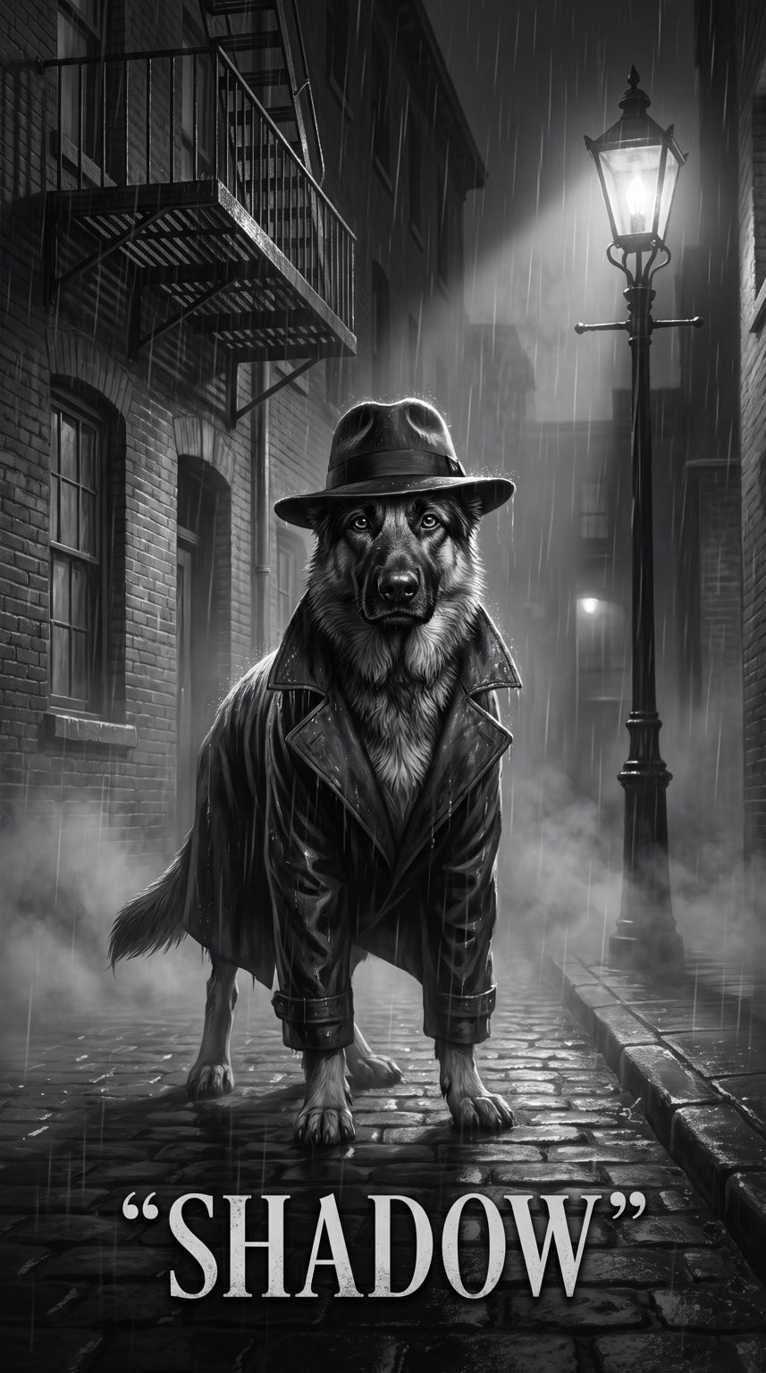 Shadow noir dog custom canvas portrait