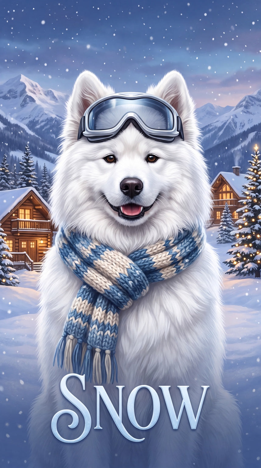Snow mountain dog custom canvas portrait