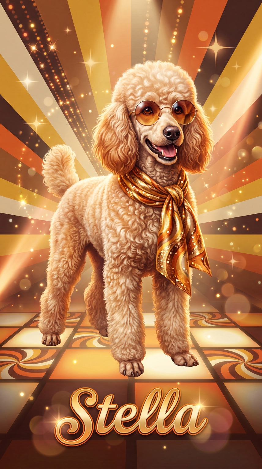 Stella disco dog custom canvas portrait