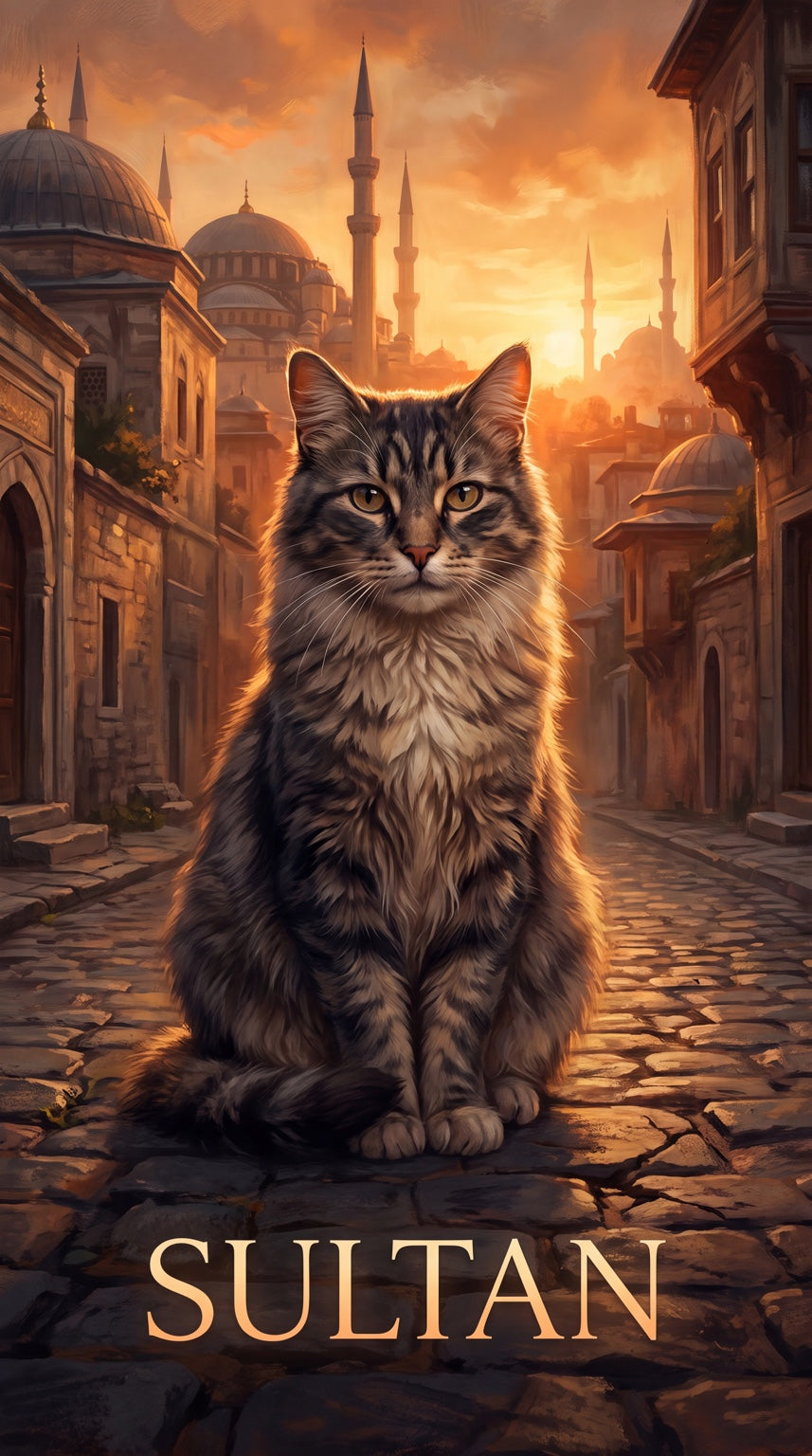 Istanbul cat custom canvas portrait