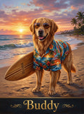 Tropical beach dog custom canvas portrait