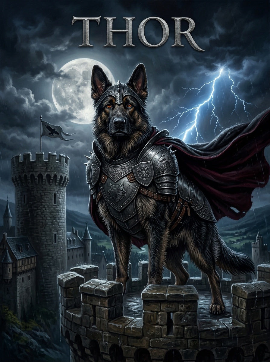 Thunder knight dog custom canvas portrait