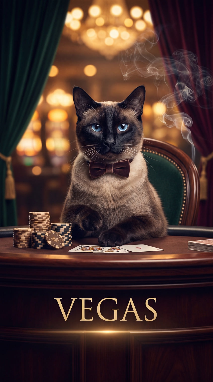 Vegas cat custom canvas portrait