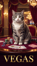 Vegas table cat custom canvas portrait