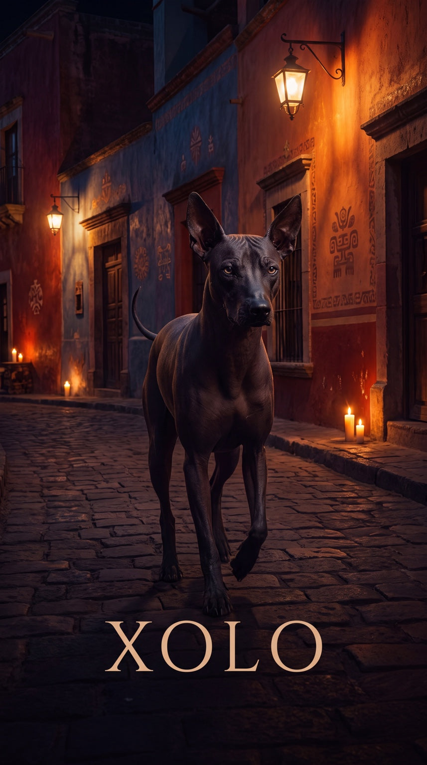 Xolo night dog custom canvas portrait